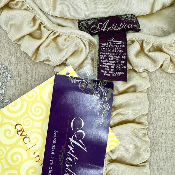 QVC Artistica Womens Size 1X Lightweight Wool Boho Blazer 1X Wearable Art Classy - Picture 6 of 10